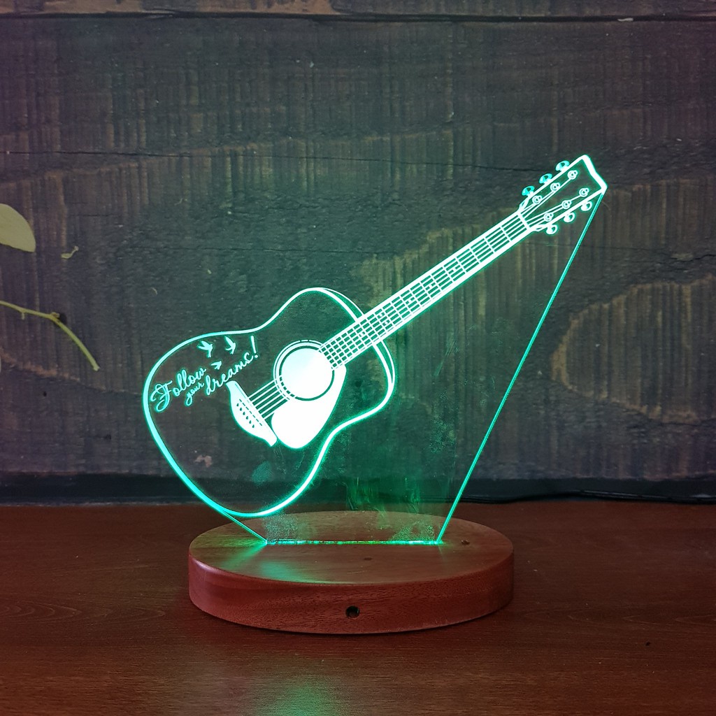 Đèn Led 3D 16 Màu Mẫu Đàn Guitar Khắc Tên Theo Yêu Cầu- Đèn Trang Trí, Đèn Ngủ Siêu Đẹp