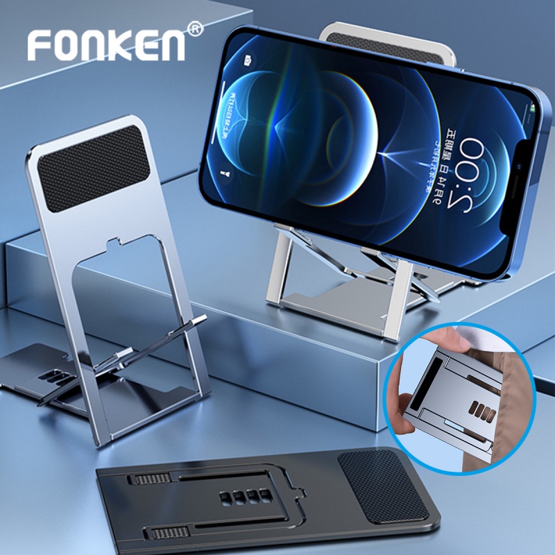 Giá đỡ điện thoại máy tính bảng Fonken bằng abs và silicon để bàn tiện dụng