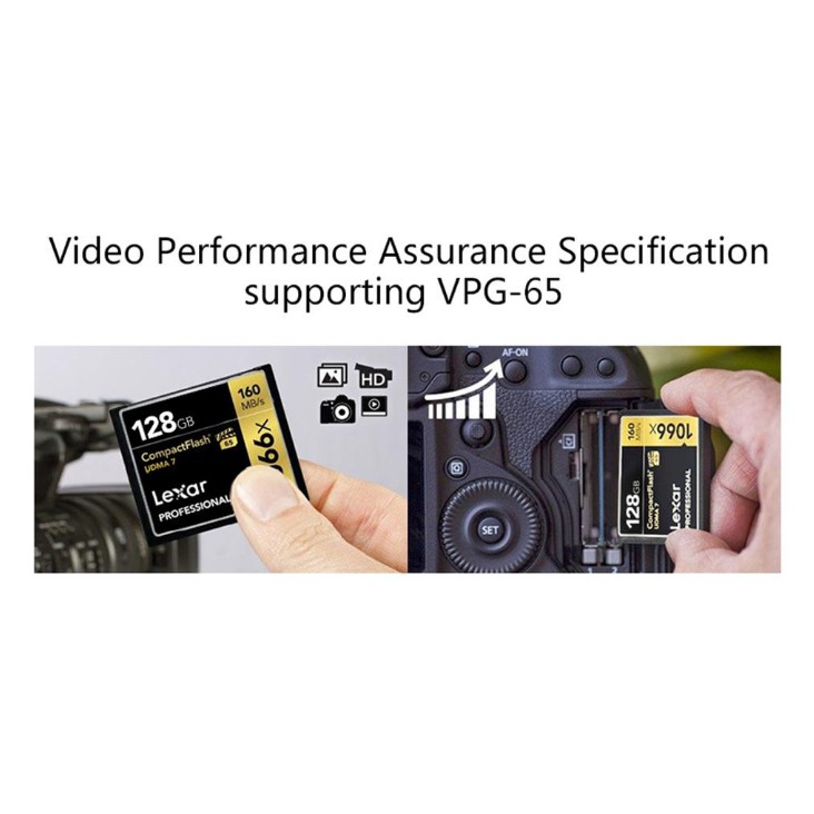 Thẻ nhớ CF Lexar 128GB Pro 1066X 160MB/s - cho máy ảnh chuyên nghiệp, tốc độ cao (Đen, Vàng)