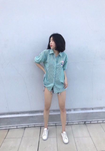 ÁO SƠMI TAY PHỒNG THÊU