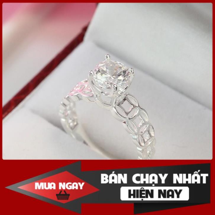 [HOT] Nhẫn kim tiền bạc nữ đính đá đẹp