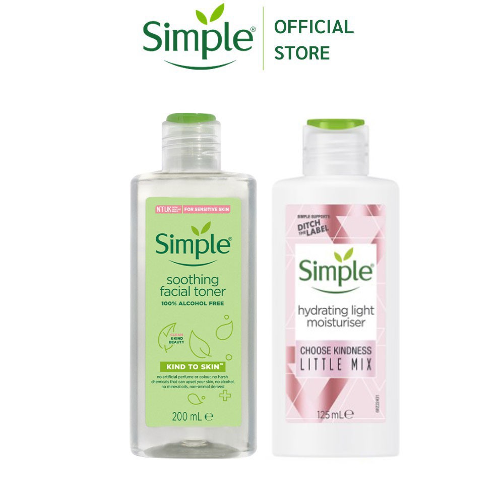 Combo SIMPLE Nước Cân Bằng Da Soothing Facial Toner 200ml + Sữa Dưỡng Da Hydrating Light Moisturiser 125m