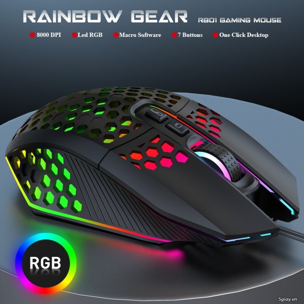 Chuột Mouse RAINBOW-GEAR R801 USB Led RGB Gaming Cao cấp. VI TÍNH QUỐC DUY