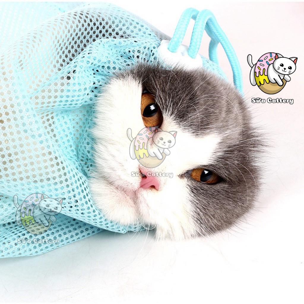Túi lưới hỗ trợ tắm cho mèo, túi hỗ trợ cắt móng cho mèo, hạn chế bị mèo cào