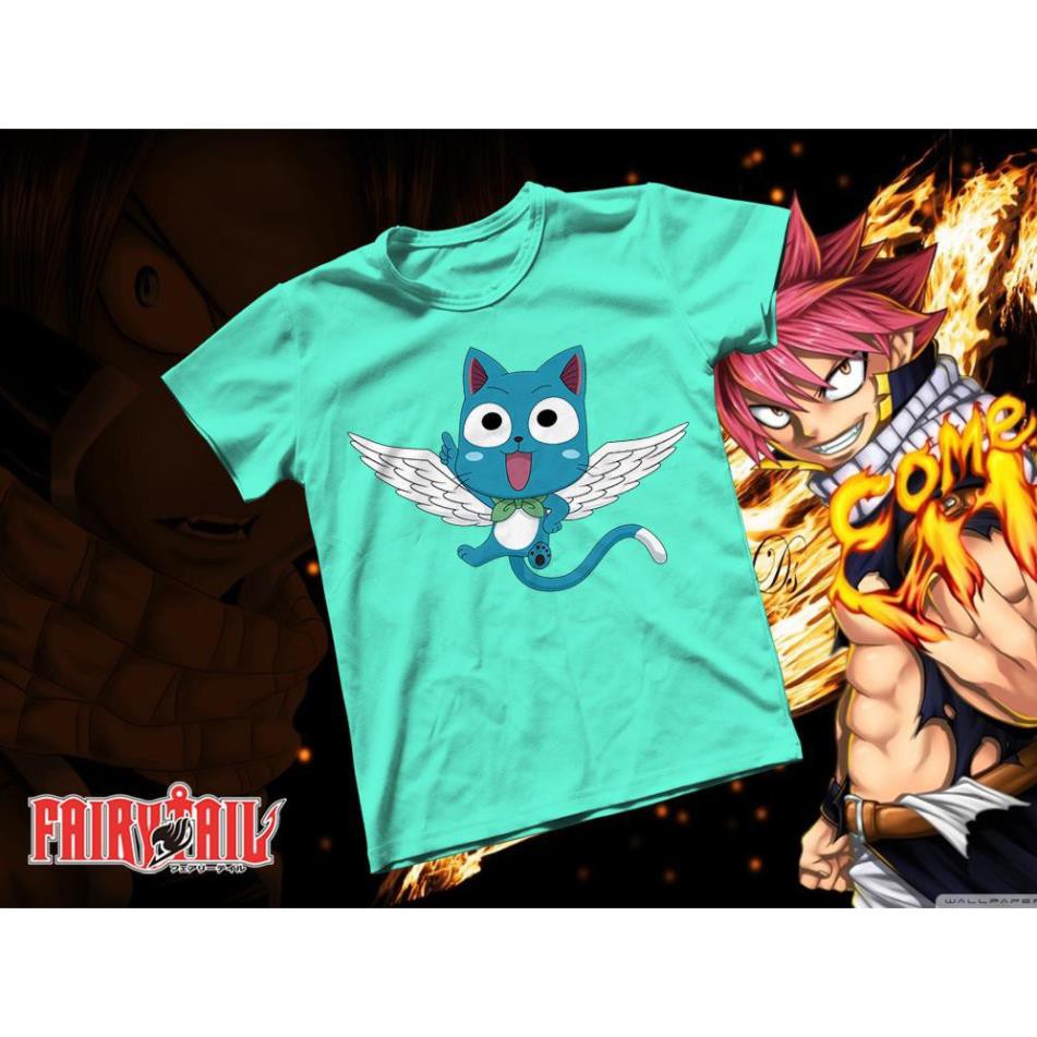 Áo thun Cotton Unisex - Anime - Fairy tail - Happy new 👈