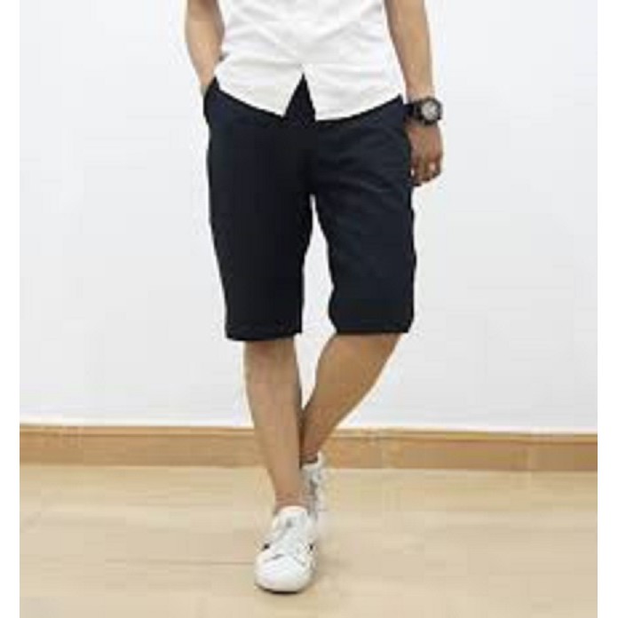 QUẤN SHORT KAKI NAM LƯNG THUN MÀU ĐEN