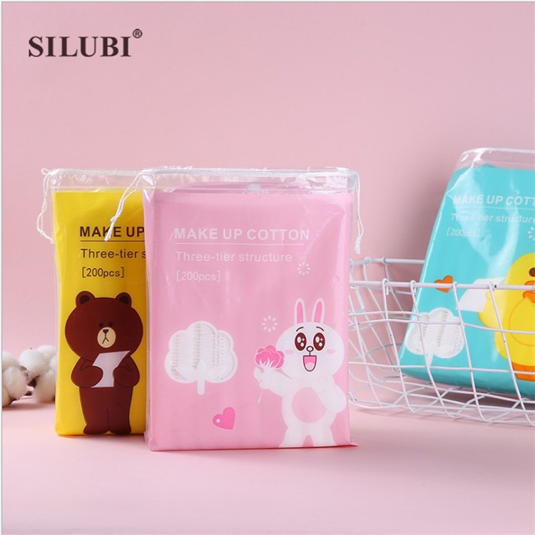 Bông tẩy trang 3 lớp Line friend Make Up Cotton 200 miếng-Chính Hãng