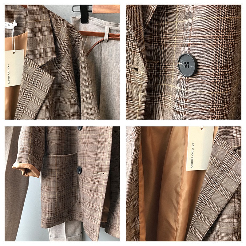 ÁO BLAZER Dài CARO NÂU DORY&PONY RETRO CASUAL JACKET – AK062 (Hàng Công Ty) | BigBuy360 - bigbuy360.vn