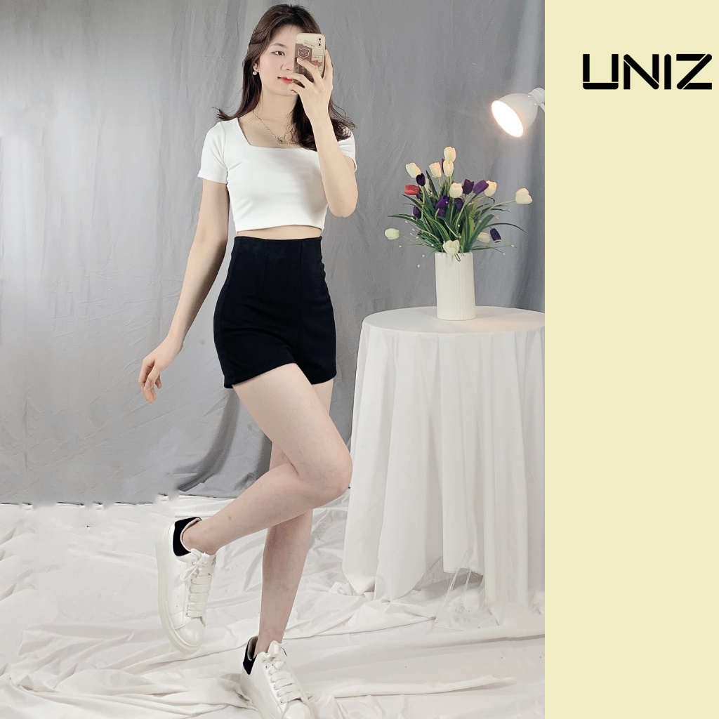 [ảnh thật ] Quần short dance lưng cao tôn dáng khoá giọt lệ UNIZ 516
