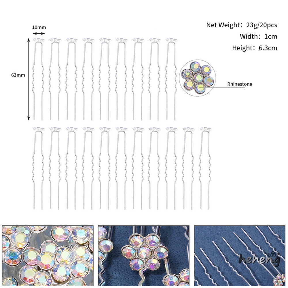 Set 20 Kẹp Tóc Chữ U Đính Đá Phong Cách Trung Hoa