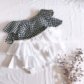 Áo croptop bẹt vai xếp tầng lala shop