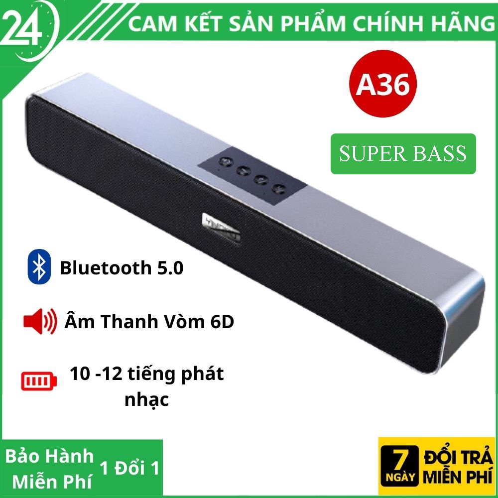 [Mã ELHACE giảm 4% đơn 300K] Loa Bluetooth A36 Cao Cấp Bass Cực Mạnh Âm Thanh Vòm Dung Lương Pin Khủng