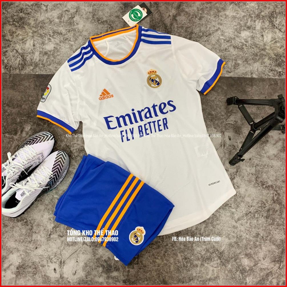 Áo Đấu Real màu Trắng 2022, Bộ quần áo Real madrid sân nhà mùa 2021/22 vải thái bản mới nhất phom 43-90kg *