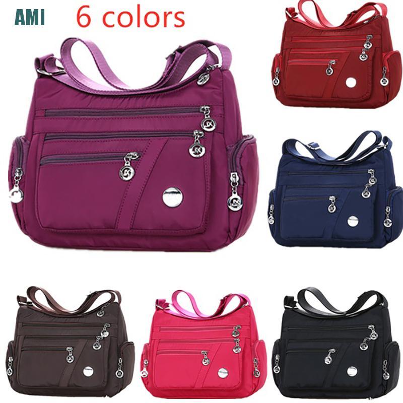 Túi đeo chéo chất liệu nylon chống thấm nước có 6 màu thời trang dành cho nữ