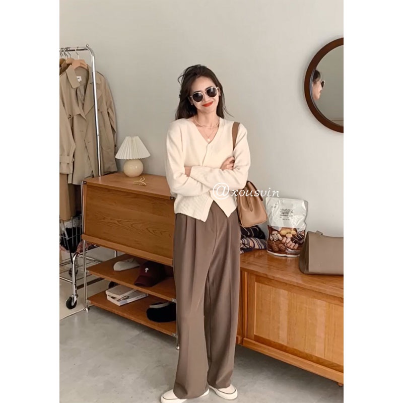 Áo cardigan dệt kim ZHELIHANGFEI tay dài thiết kế tà lệch dễ thương thời trang