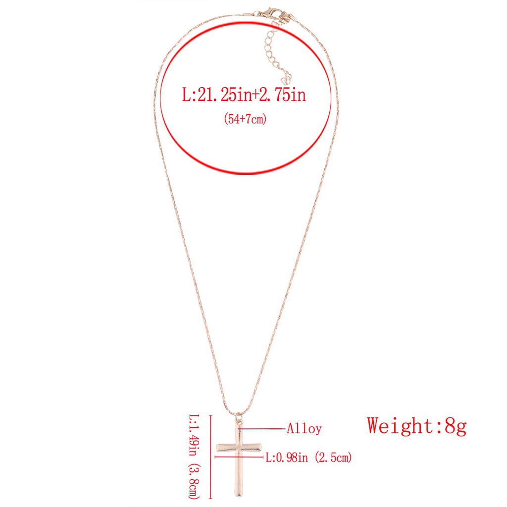 Dây chuyền hợp kim hai lớp mặt hình học và cây thánh giá màu vàng thời trang