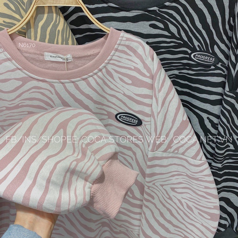 [N6170]🦓🦓🦓 Áo nỉ SWE vằn logo cao su PROGRESS siêu dày (Có sẵn/ảnh thật) | BigBuy360 - bigbuy360.vn