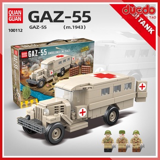Lắp ghép xe cứu thương của liên xô - đồ chơi xếp hình mô hình ww2 quanguan 100112