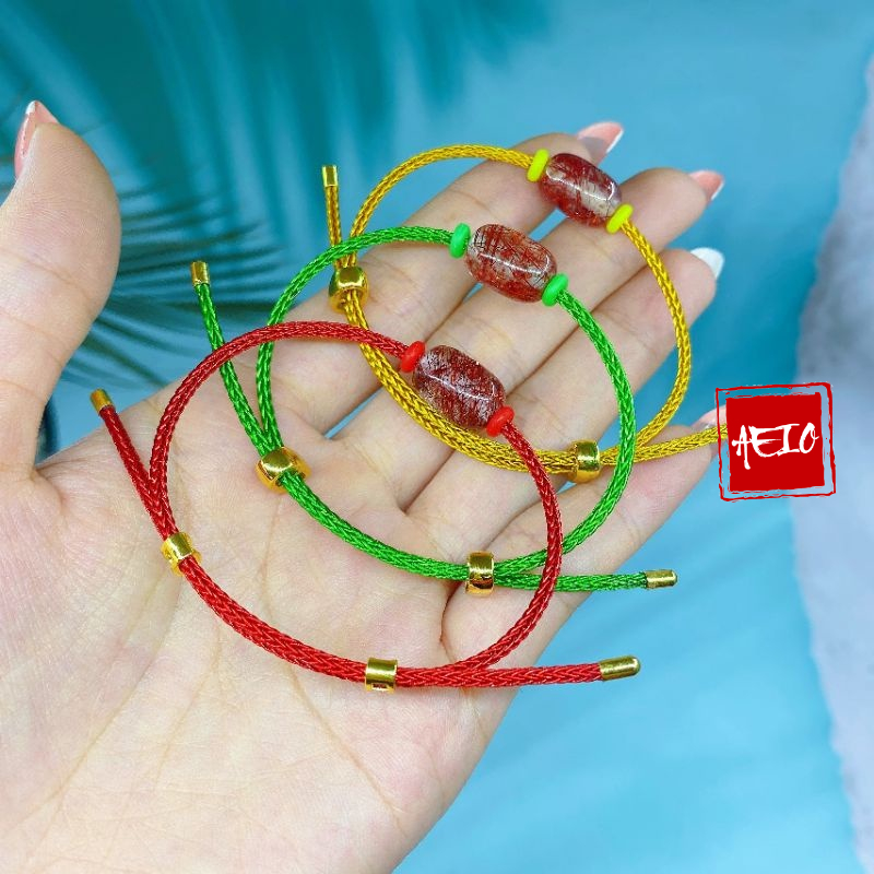 Vòng Tay Lu Thống TA Tóc Đỏ ☯ Vòng Tay May Mắn ☯ Đá Phong Thuỷ Mệnh Mộc-Hoả-Thổ Cải Vận May Mắn, Tài Lộc