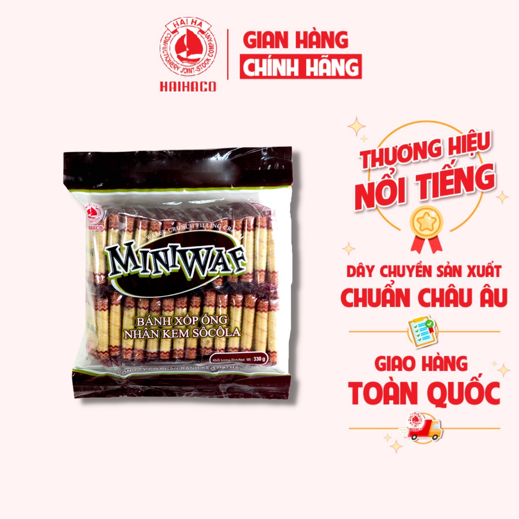 Bánh Xốp Ống Nhân Socola Miniwaf HẢI HÀ - Túi 300g