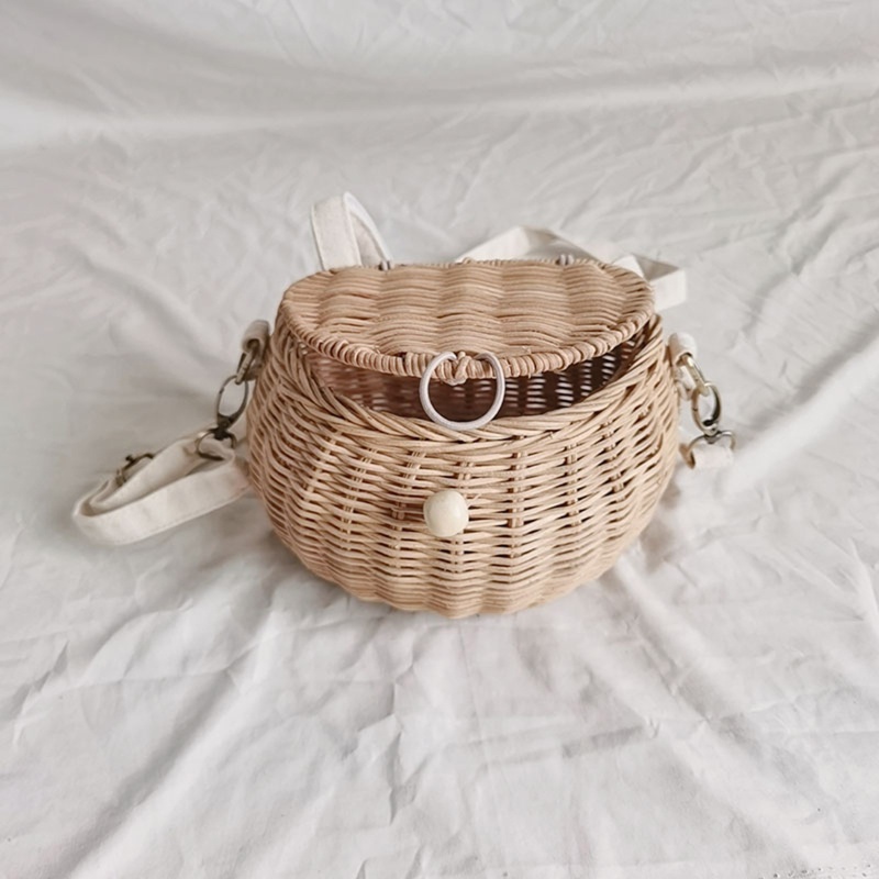 Túi Đeo Chéo Mây Đan Có Nắp Đậy Đựng Đồ Chơi Cho Bé