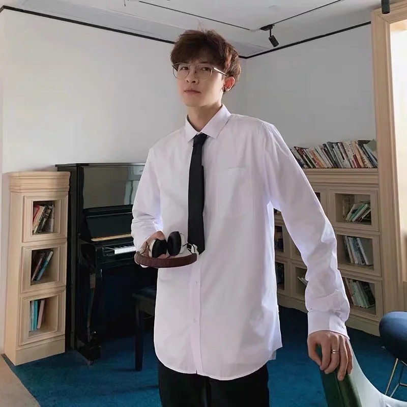 Áo Sơ Mi Trắng Phong Cách Nhật Bản Thời Trang Thu Đông Cho Nam Size M-3Xl | BigBuy360 - bigbuy360.vn