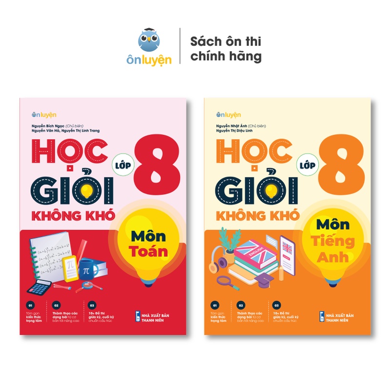 Sách Lớp 8: Combo 2 Cuốn Học Giỏi Không Khó môn Toán Anh lớp 8 - Nhà sách Ôn Luyện