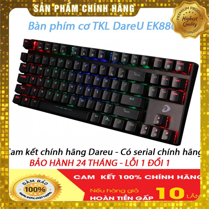 Bàn phím cơ TKL DareU EK880 - Mã cũ DK880, Led rgb 20 chế độ siêu sáng, 87 cap - BH 24 tháng - Chính hãng phân phối ] | BigBuy360 - bigbuy360.vn