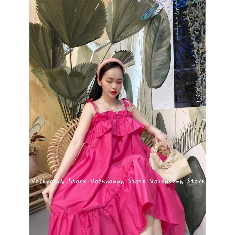 Váy maxi 2 dây hồng baby | BigBuy360 - bigbuy360.vn
