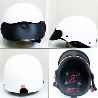 MŨ BẢO HIỂM 1/2 SƠN NHÁM (MÀU TRẮNG) XỐP, LÓT, QUAI, KHOÁ, NÓN LOẠI 1 CAO CẤP