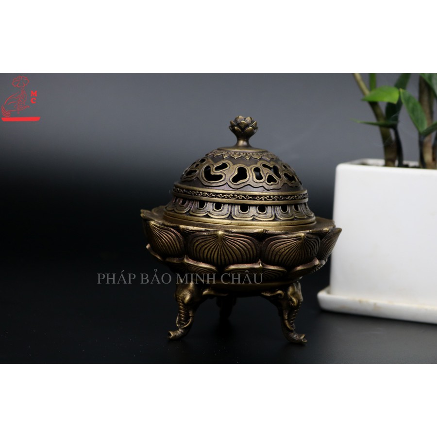 Lư xông đỉnh sen đồng