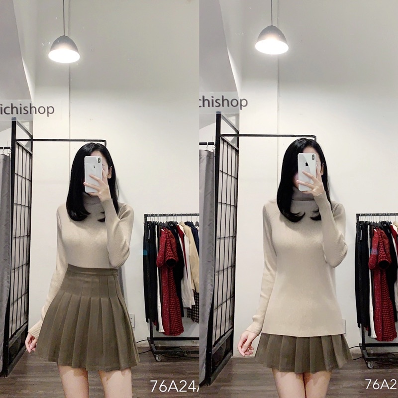 Áo len tăm cổ lọ freesize -76A24
