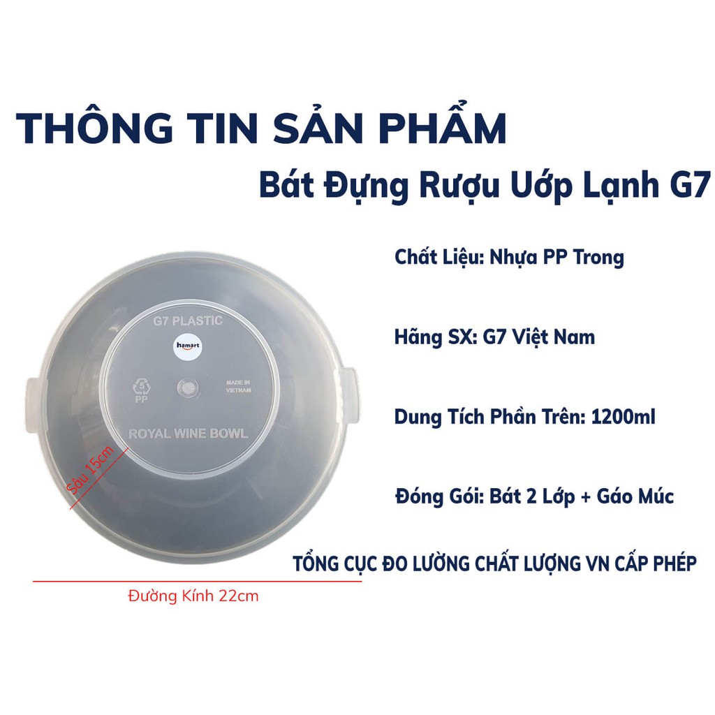 [FREE SHIP] Bát Ướp Lạnh Rượu G7 Bát Đựng Rượu Made In VN Kèm Gáo Múc Rượu Cao Cấp