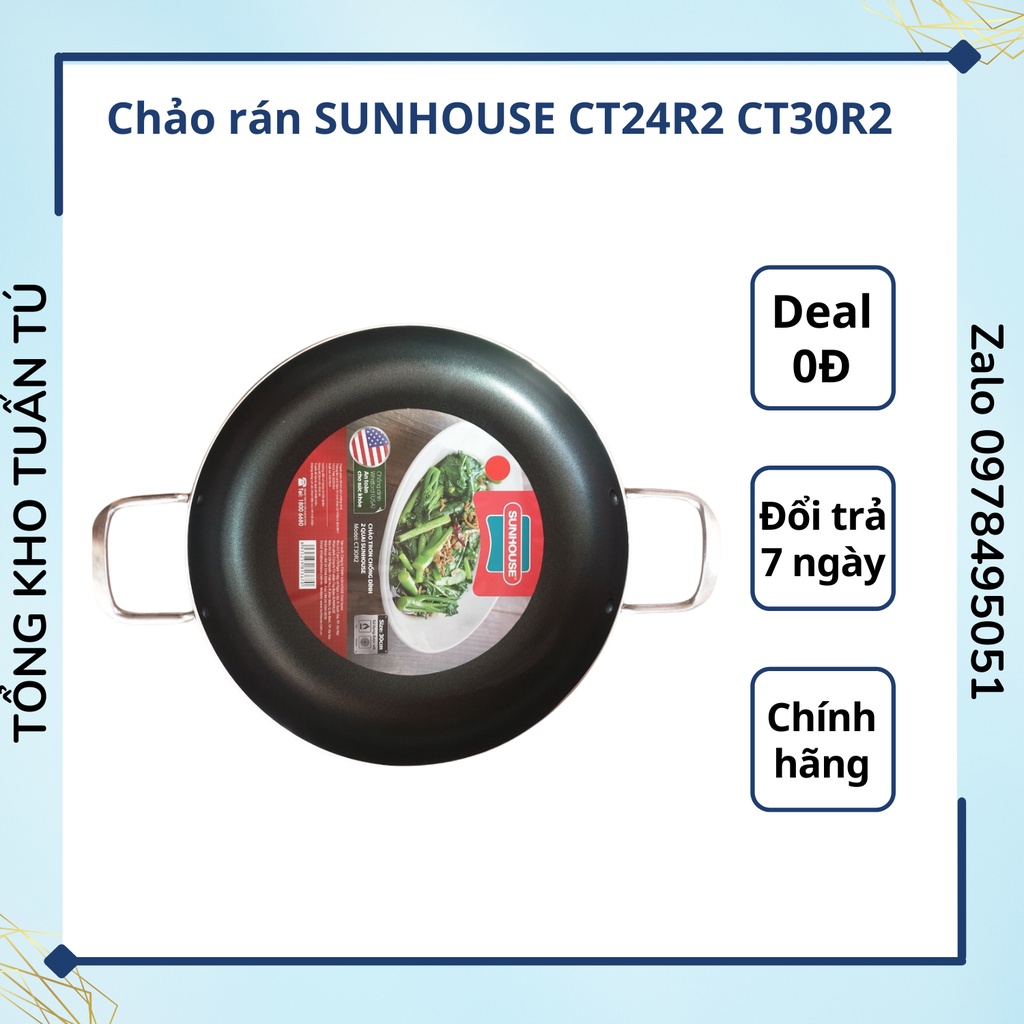 Chảo rán SUNHOUSE CT24R2 CT30R2  SHG1236R  chống dính giữ nhiệt tốt sử dụng tiện lợi hàng chính hãng