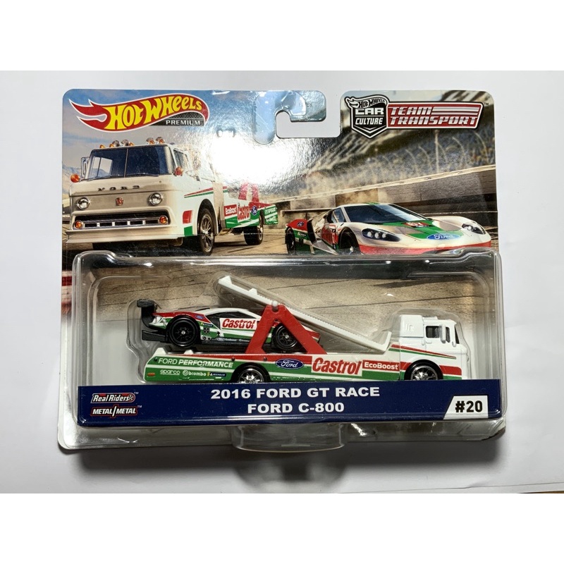 Hotwheels Transport - 2016 Ford GT Race Ford C-800 - xe mô hình tỉ lệ 1/64