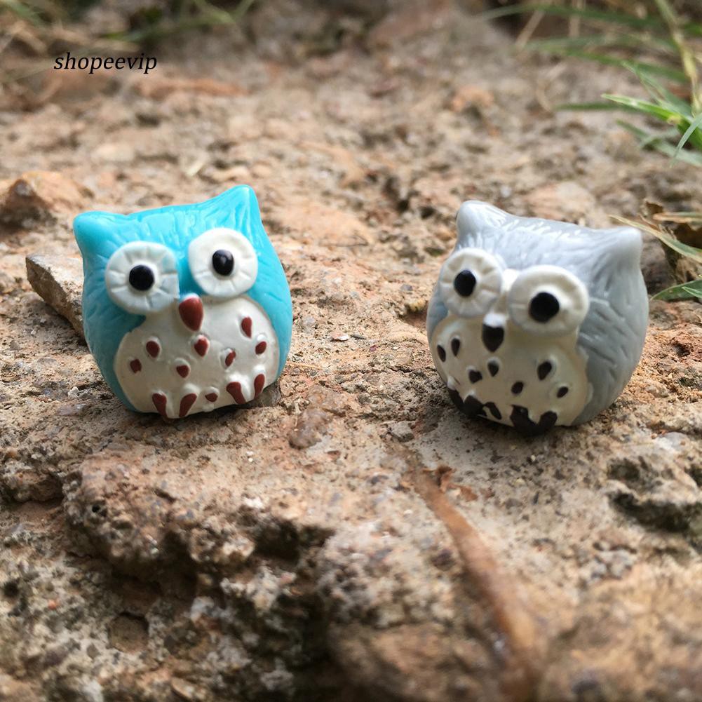 Set 2 mô hình chim cú thu nhỏ đáng yêu trang trí cảnh quan