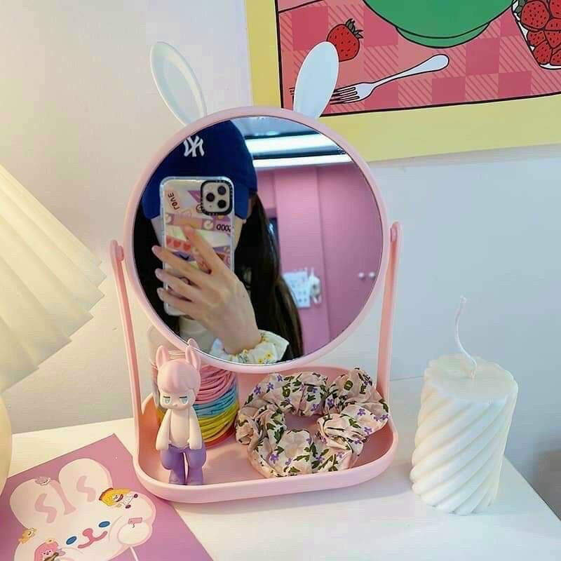 Gương tai mèo để bàn trang điểm phong cách Hàn Quốc