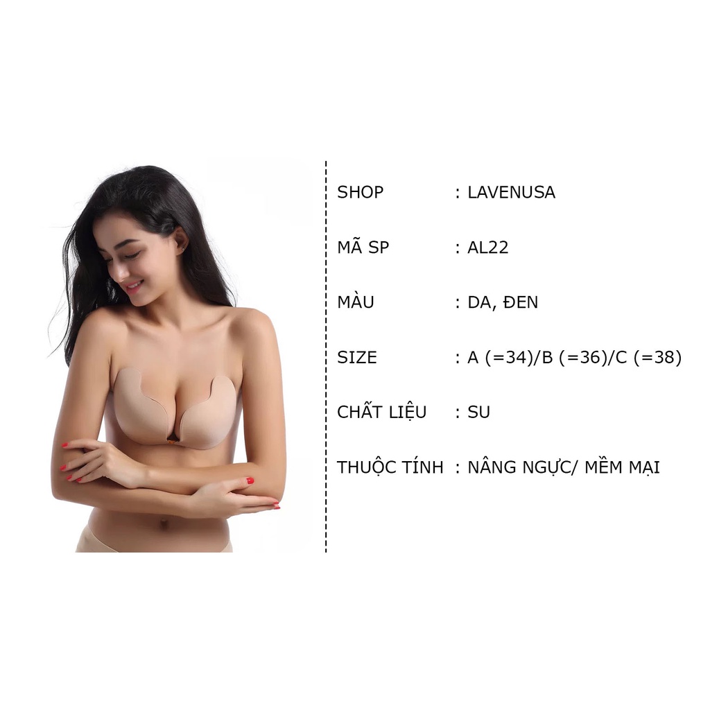 Áo lót nữ dán ngực cài trước siêu dính hình quả xoài thoáng khí LAVENUSA AL22