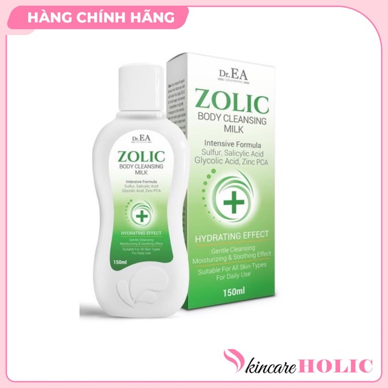 Sữa tắm Zolic Body Cleansing Milk Dr.EA Giảm Mụn Cơ Thể_Viêm Nang Lông (Chai 150ml)