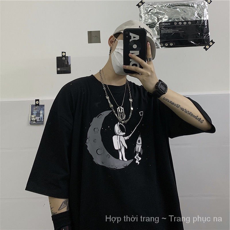 insBan Đầu Xu Hướng Thời Trang Nam Giới Và Phụ Nữ Tay Ngắn Mùa Hè TÁo Sơ Mi Retro Nón Hip Hop Graffiti In Bảng Chữ Cái P