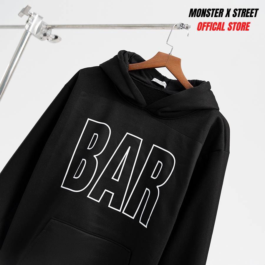 Áo hoodie nỉ bông Monster X Street BAR nam nữ form rộng thu đông Local Brand