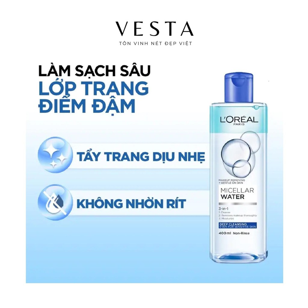 Nước Tẩy Trang Loreal - Tẩy Trang L'oreal Micellar Water 400ml Skincare Dưỡng Da