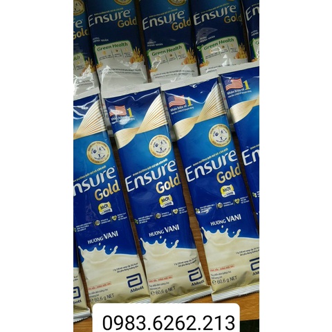 Sữa Ensure Gold gói 60,6g  vị vani, hạnh nhân, cà phê