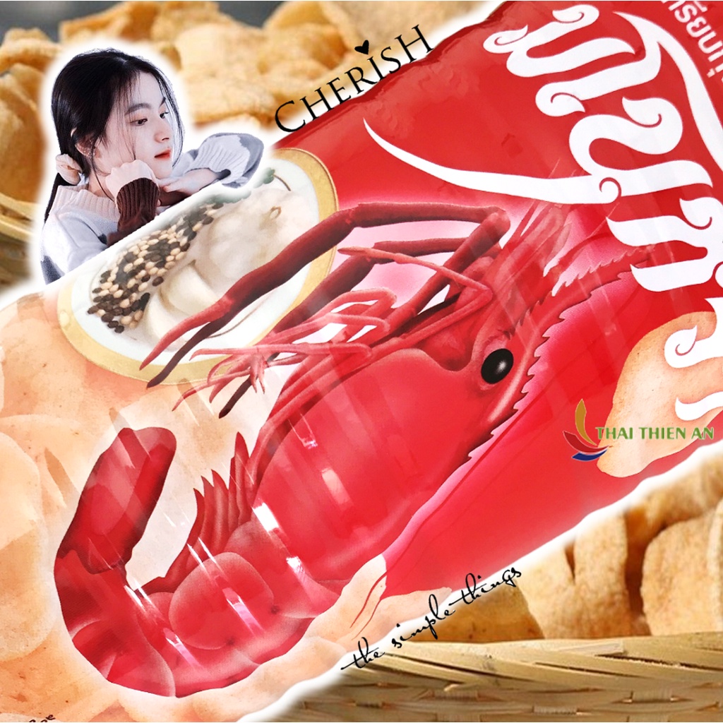 Bánh phồng tôm vị tôm MANORA Thái Lan 90gr - lon - snack phồng tôm - fried shrimp chips