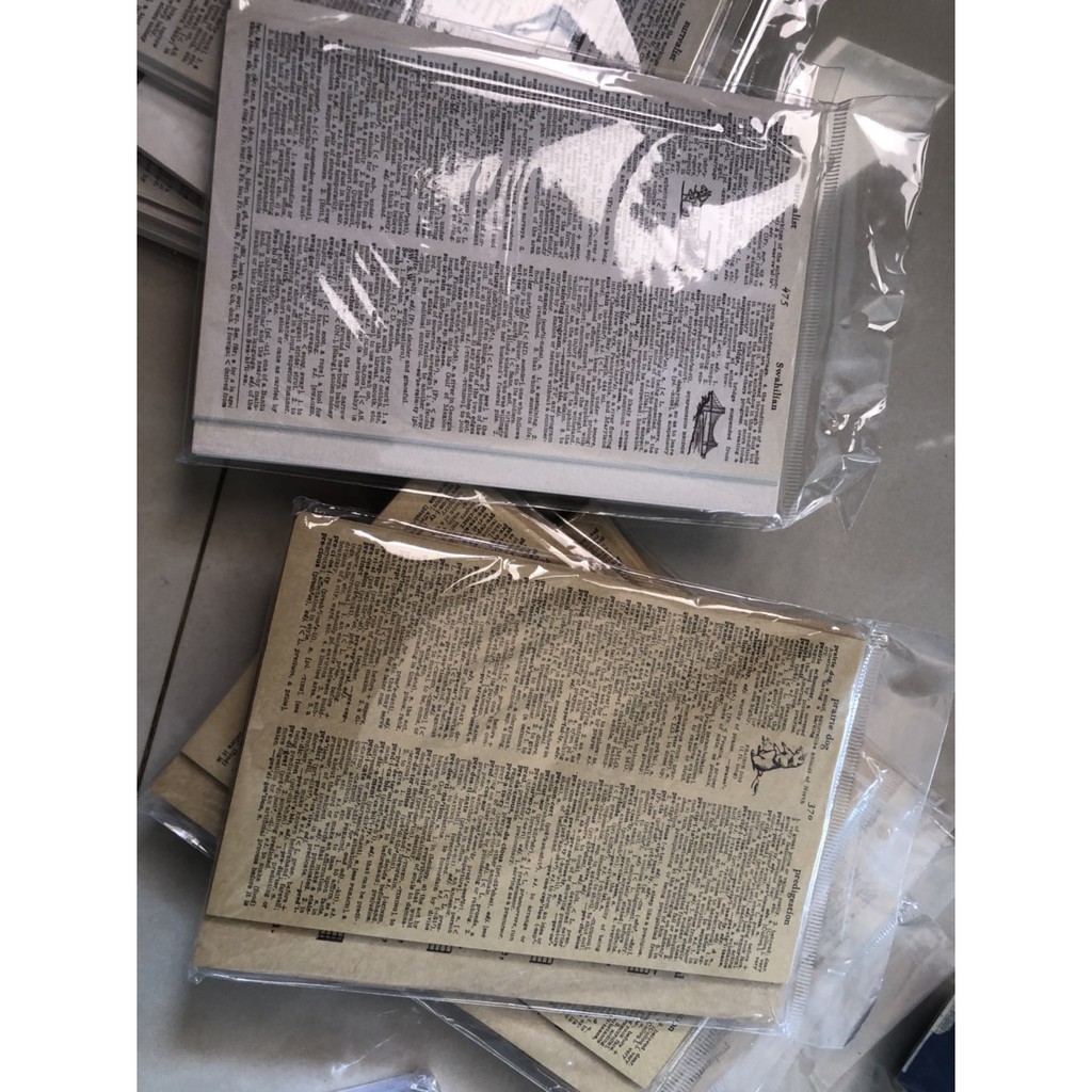 Xấp 57 tờ giấy báo cũ vintage mix mẫu bullet journal