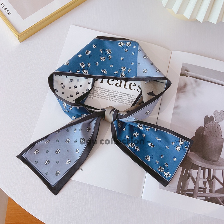 [Nowship2h] Khăn Turban Lụa Cao Cấp Quấn Túi Xách &amp; Tóc Họa Tiết Vintage Thời Trang Pháp -  - Mã TD005