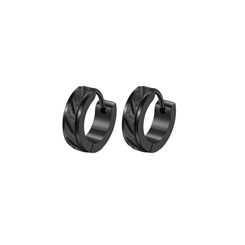 Bông Tai Khoen Tròn Dành Cho Nam Nữ Unisex Titan Ko Đen TT 4298 - 1 Cặp