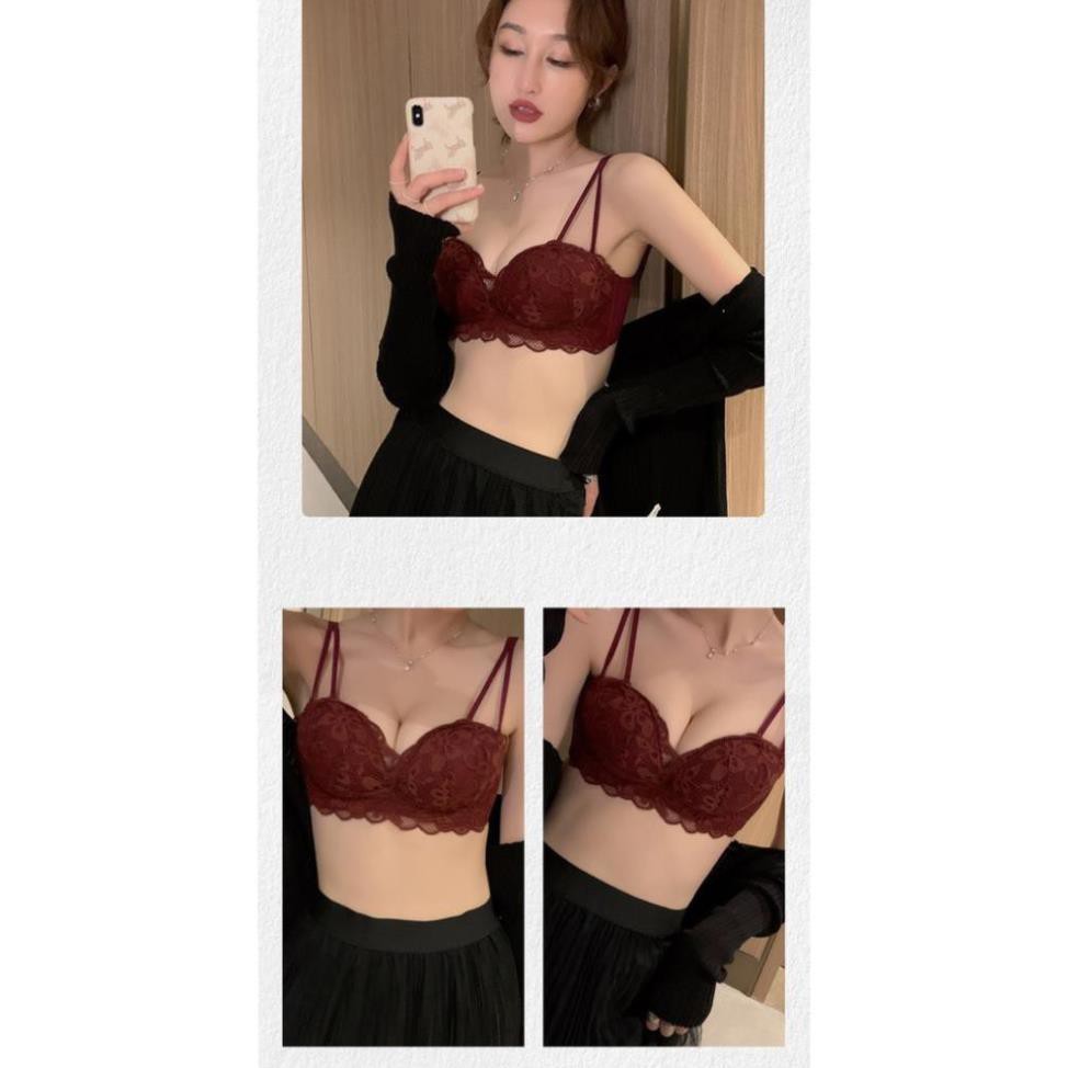 Áo Lót Nữ Ren Hoa Nâng Ngực Không Gọng Đệm Dày Bàn Tay Sexy Quyến Rũ Eva 0779
