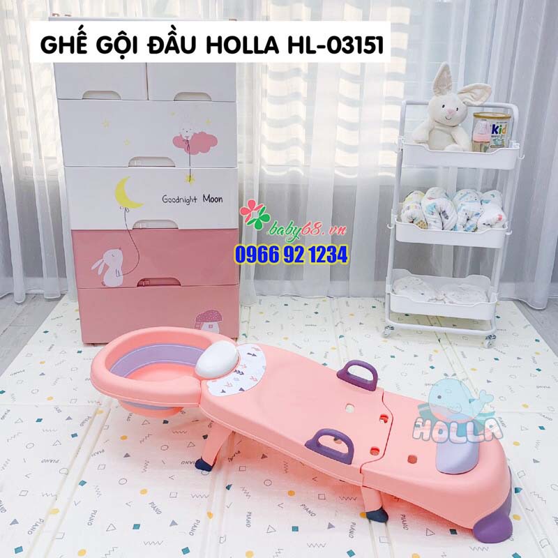 Ghế gội đầu cho bé size lớn bệ gội đầu gấp gọn có tay vịn nấc điều chỉnh Holla HL-03151