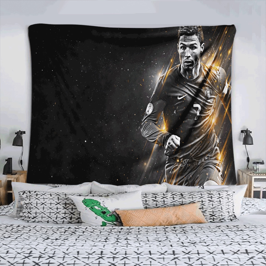 Tranh vải treo tường Decor Cristiano Ronaldo 1 cầu thủ bóng đá Thảm Decor phòng hot nhất (TẶNG móc treo)